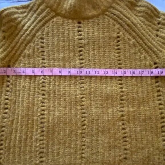 Madewell Pointelle Mock Neck Pullover Sweater Mustard S - Picture 5 of 6